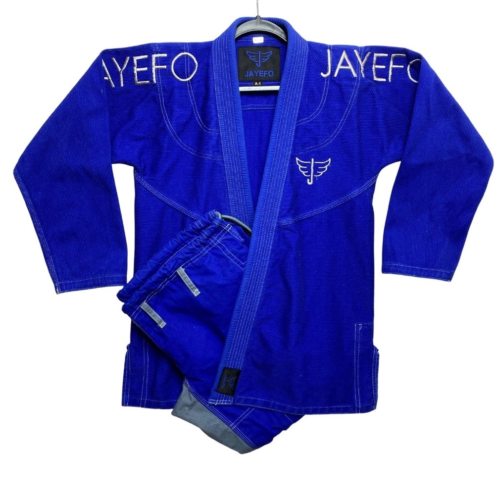 JAYEFO Jiu Jitsu Gi Kimono Suit Mens A1 Blue BJJ Uniform Karate